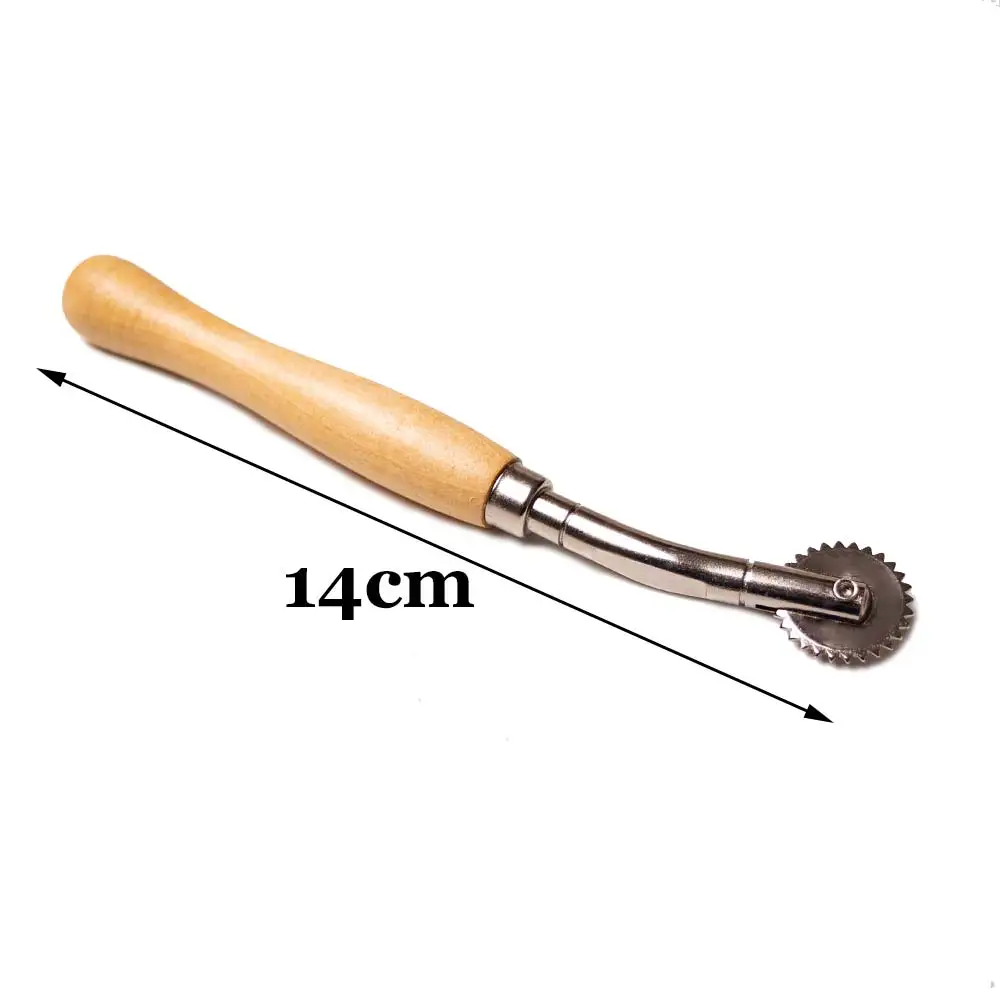 Leathers Wood Handle Overstitch Wheel Leather Stitch Spacing Paper Perforating Tool Roulette 2mm Punch Tool hand tools