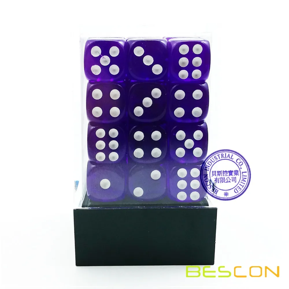 Bescon 12 ミリメートル 6 面ダイス 36 レンガボックス、 12 ミリメートル 6 両面は (36) ブロックのサイコロ、半透明パープルピップ