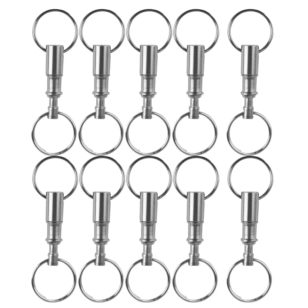 10 Pcs Afneembare Quick Release Sleutelhangers Dubbele Split Ringen End Riem Houder Snap Lock Houder