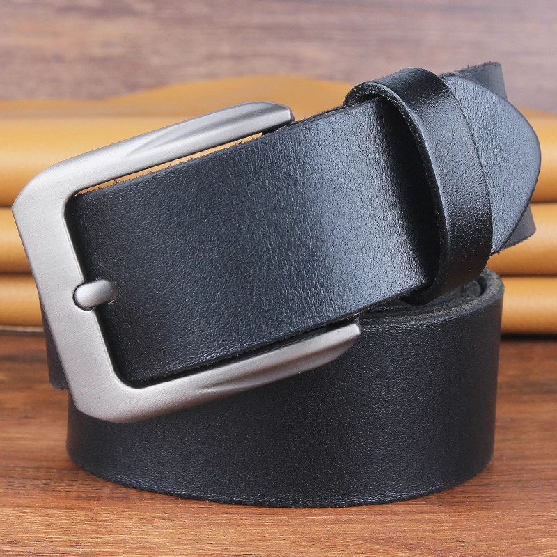 men leather belt big size genuine leather strap cowhide luxury pin buckle fancy vintage soft  belt for jeans 130  140 150 160cm