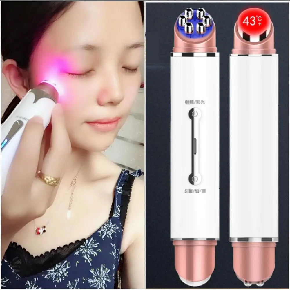 Caneta rejuvenecedora para a pele, terapia de luz, remoção de rugas, inchaço das olheiras, dispositivo de tratamento, massageador facial, caneta de cuidados galvânica