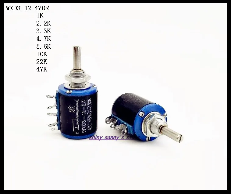 2pcs/Lot WXD3-12 2W 470R/1K/2.2K/3.3K/4.7K/5.6K/10K/22K/47K Ohm Multi-Circle Precision Wire-Wound Potentiometer Brand New