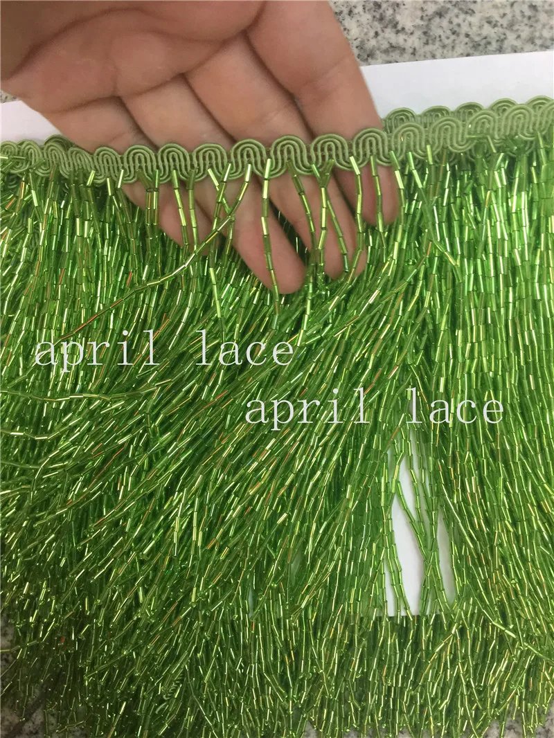 yy001-6# 5 yards /bag green/pink/red beads tube color 15 cm width  ribbon fringe tassel for bridal gown wedding/dress decoration