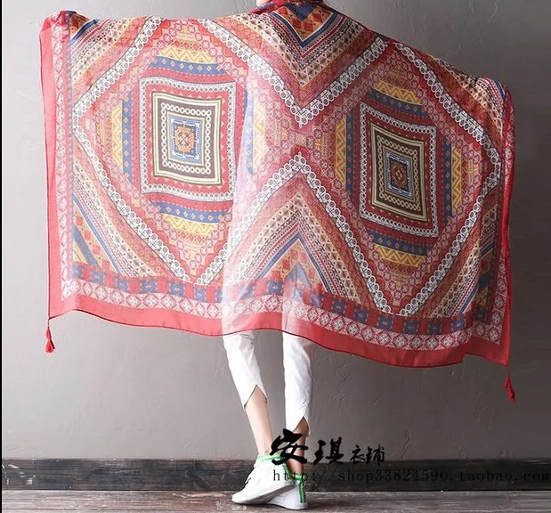 Clearance - summer new fashion geometric print cotton Ms. wild beach towel cape