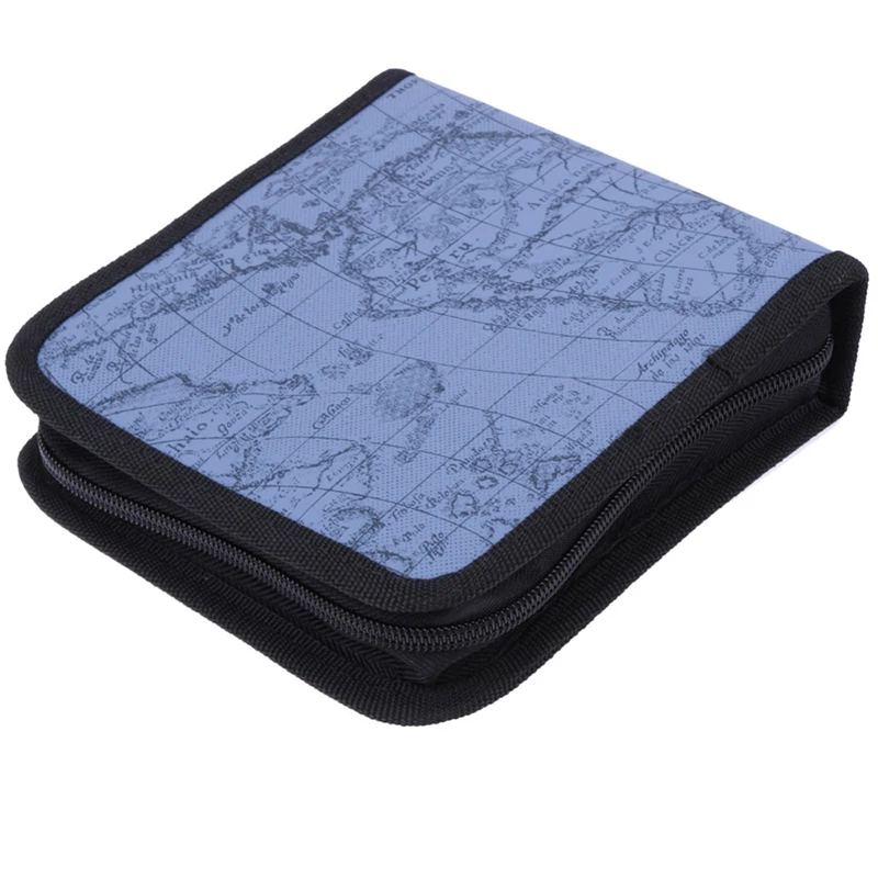 Travel World Map Pattern CD Box DVD Storage Bag Carry Case Organizer Sleeve Nylon Wallet Cover For Home Or Car CD Package