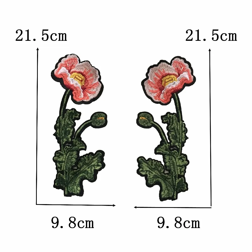 1Pair 21.5 X 9.8 cm Flower Embroidery Patches Iron on Patch Embroideried Clothes Dress FABRIC Sewing Accessories DIY Appliques