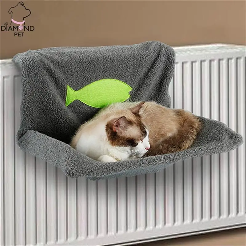 Warm Cat Kitty Radiator Hammock Bed Pet Hammocks Hanging Bed Soft Fleece Cat Beds Winter Warm Cat Window House Sofa 48*40*25cm