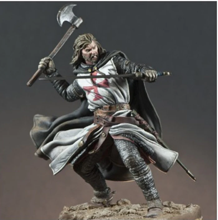 Unpainted Kit 1/24 75mm  fantasy Crusader in Battle 75mm  figure Historical Uncolor Resin Figure miniature garage kit