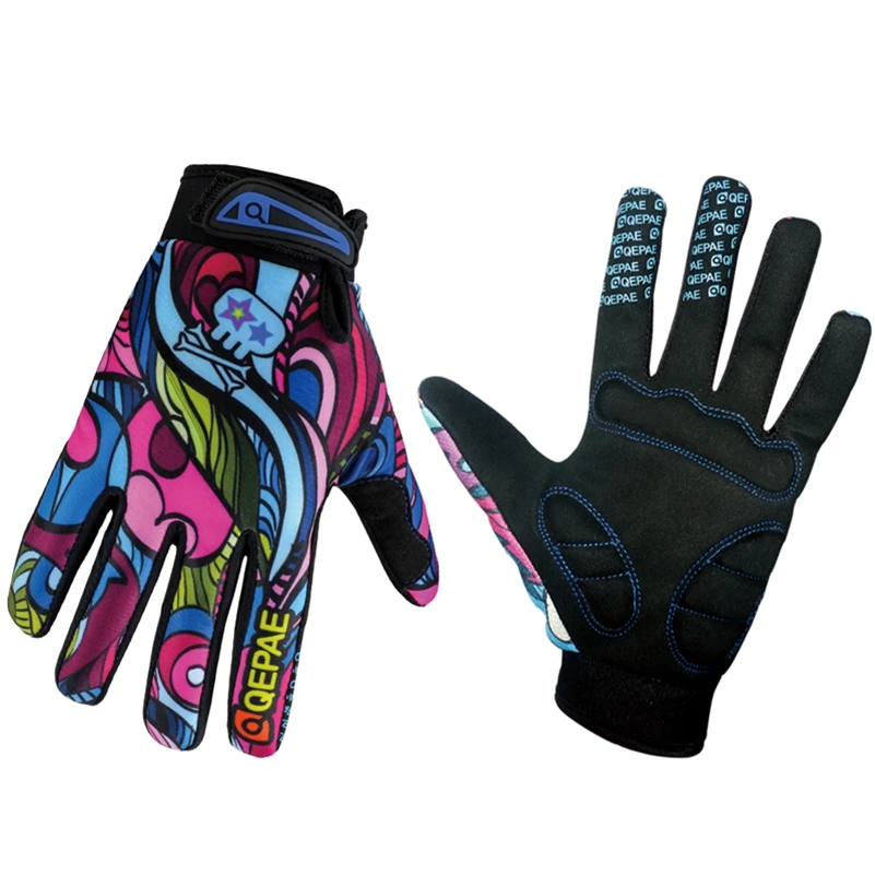 QEPAE Men Bike Gloves Colorful Winter Bicycle Full Finger Gloves GEL Pad shockproof Cycling Gloves Male MTB Bike Outdoor gloves