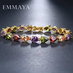 EMMAYA Fashion Multi Colors AAA CZ Crystal Chain Bracelet Gold-Color Jewelry For Women