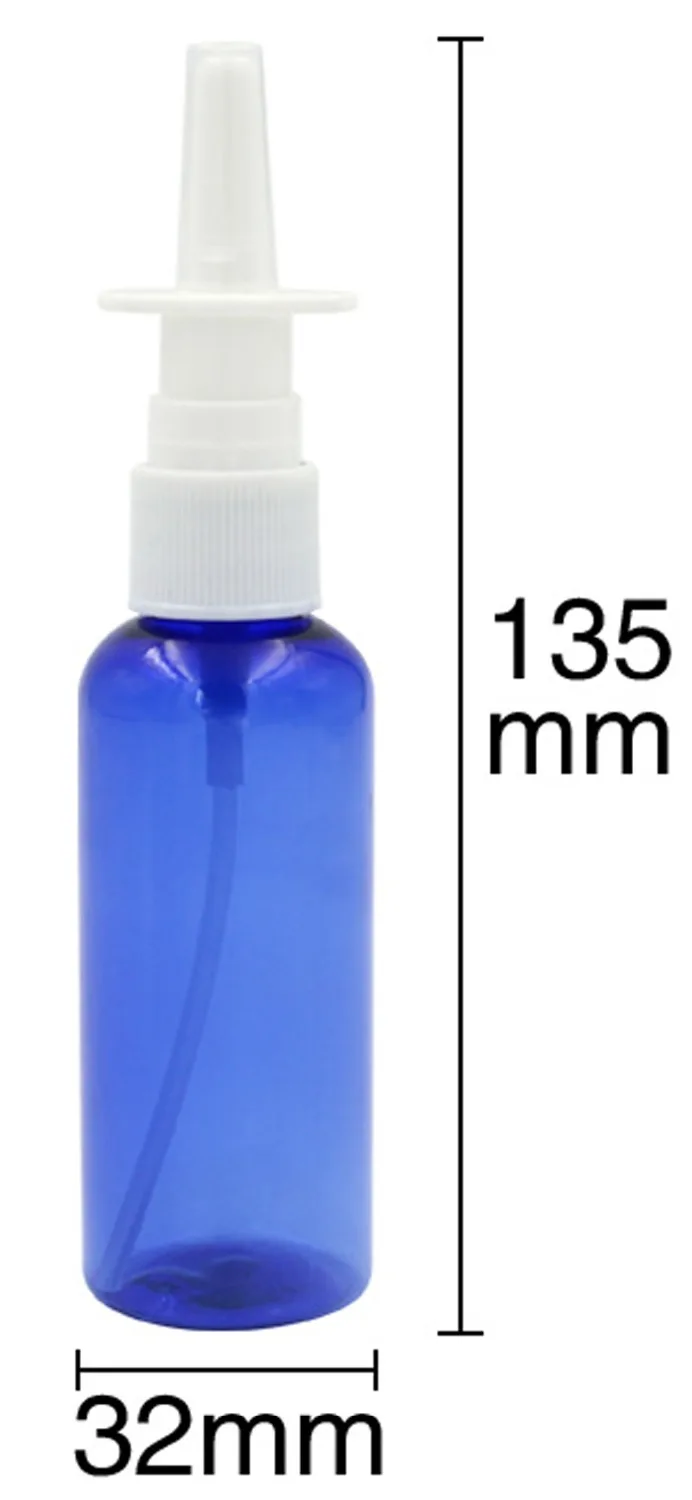 100 pçs 50ml rosa azul transparente marrom vazio plástico nasal spray garrafa bomba pulverizador névoa nariz spray pet garrafas recarregáveis