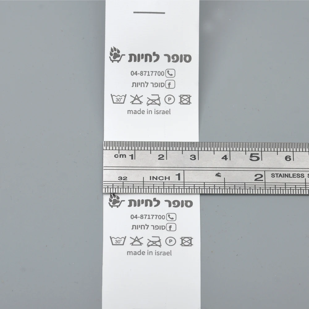 width 30mm Custom design garment washing instructions care tags NYLON TAFFETA size tags washable labels whitetape black design
