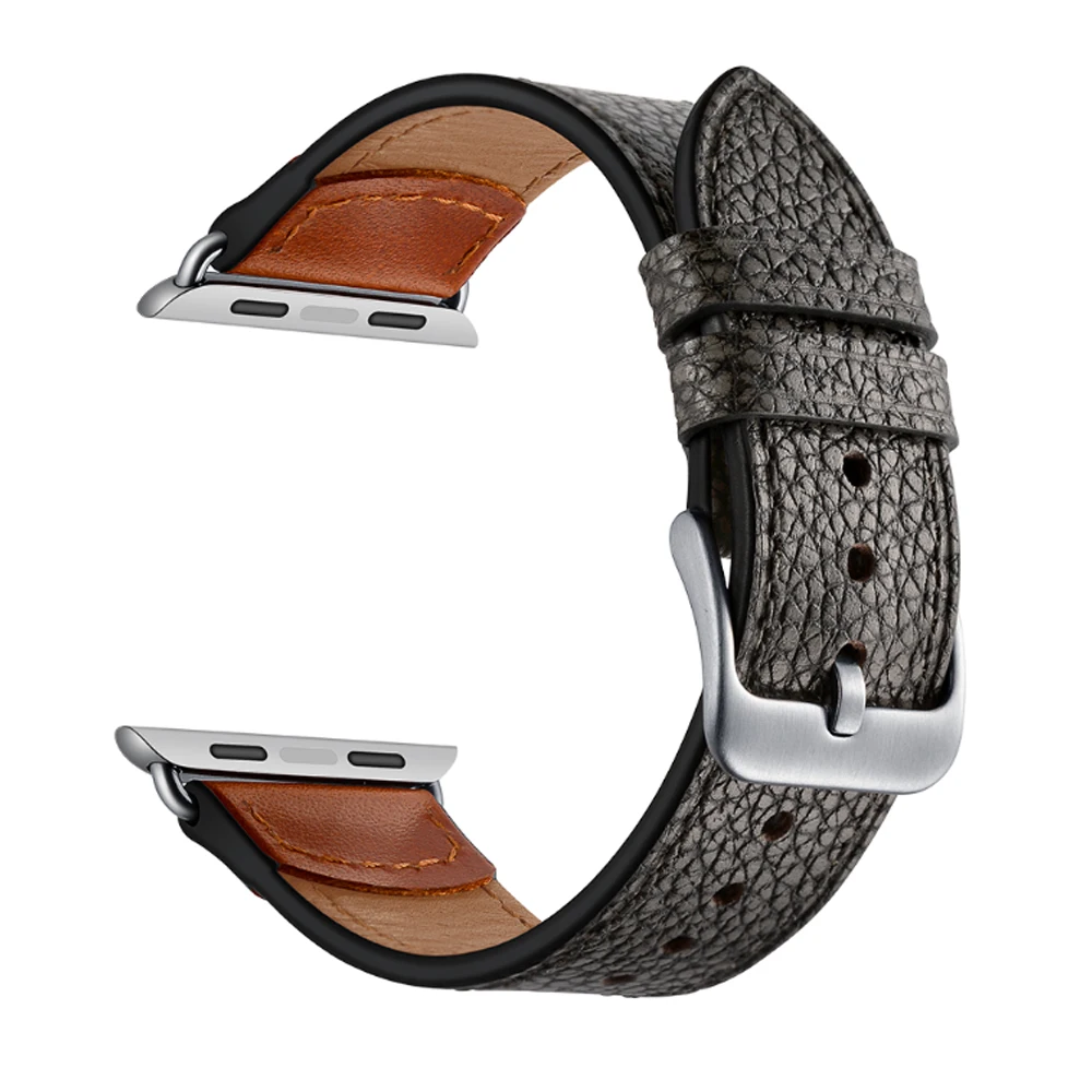 Genuine Leather strap for Apple watch band 44mm 40mm iwatch band 42mm 38mm Stone pattern bracelet apple watch series 3 4 5 se 6