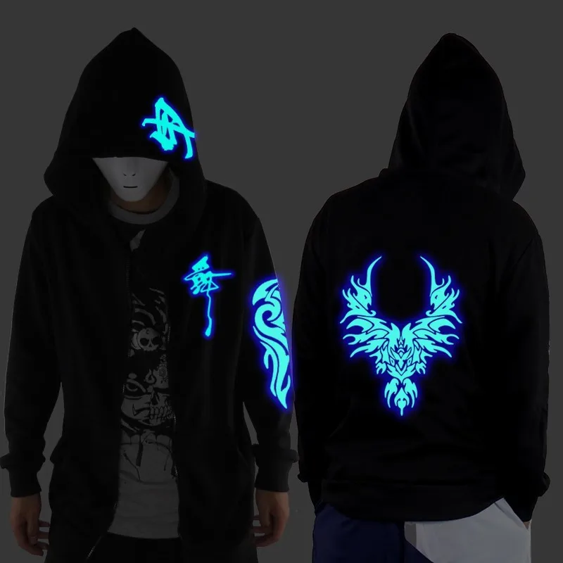 Ghost Stap Dans Kleding Slepen Stap Kostuum Losse Jas Zelfs Ghost Hoodie Hoed Fluorescentie Dienen Mannen En Vrouwen Student Jasje