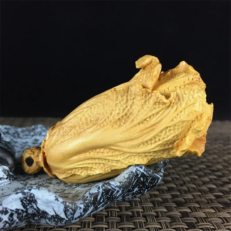 

3 Sizes Offer Wholesale Boxwood Carving Lifelike Cabbage Shape Chinese Pocket Handle Pieces/Tea Pet/Pendant