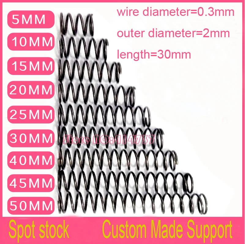 

50pcs 0.3*2*30mm series small spot spring 0.3mm wire compression pressure springs length=30mm