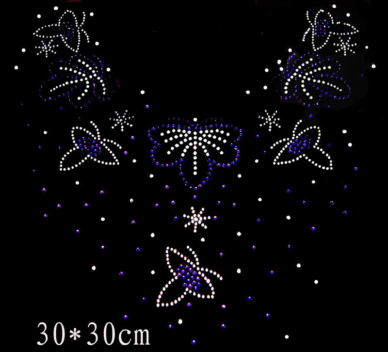 

2pc/lot Butterfly neckline strass iron hot fix rhinestone motif rhinestone iron on transfers designs neckline sweater