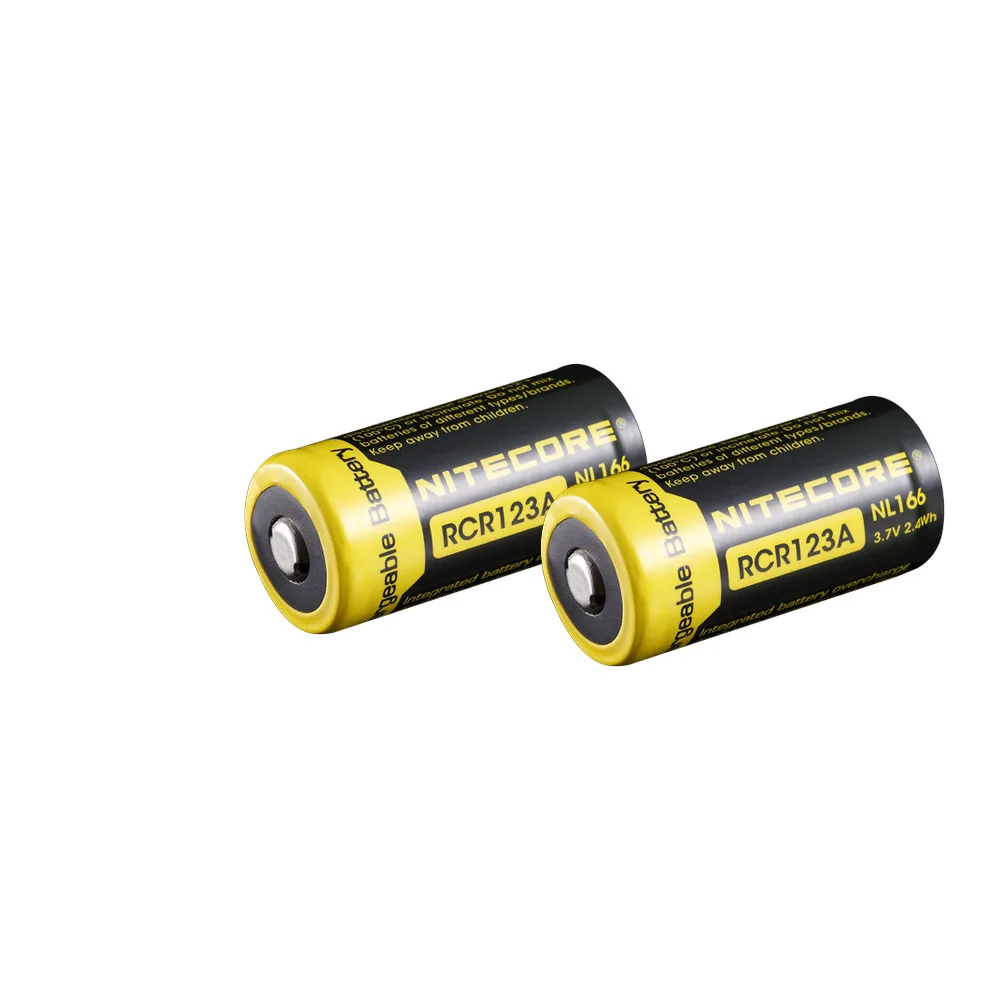 2PCS NITECORE RCR123A NL166 Li-ion Rechargeable Battery 650mAh 3.7V 2.4Wh