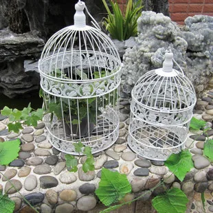 Fashion iron wrought iron birdcage white small bird cage decoration hanging bird cage