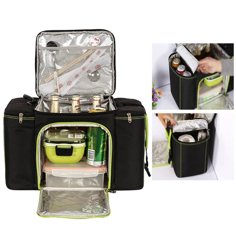 

Vehicle Soft Cooler Bags Picnic Packs Three Insulated Compartment Waterproof Tote Insulated Picnic Bags Camping Soft Food bags