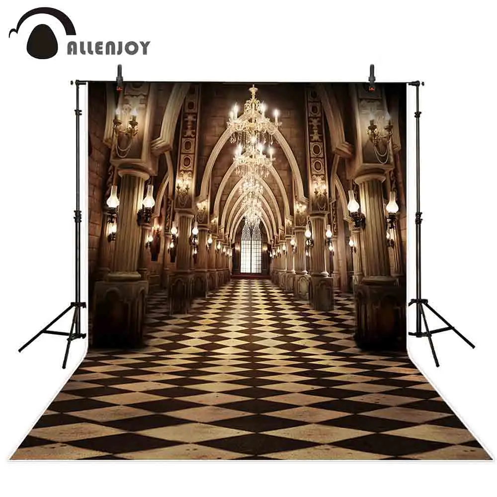 Allenjoy vintage luxury castle background for photo studio hall indoor wedding backdrop photobooth photocall photo shoot prop