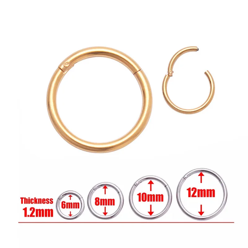 Surgical Steel Stud Earrings Septum Clicker Nose Circle Hinge Segment Ear Helix Tragus Closed Nose Nail Piercing Multiple Colour