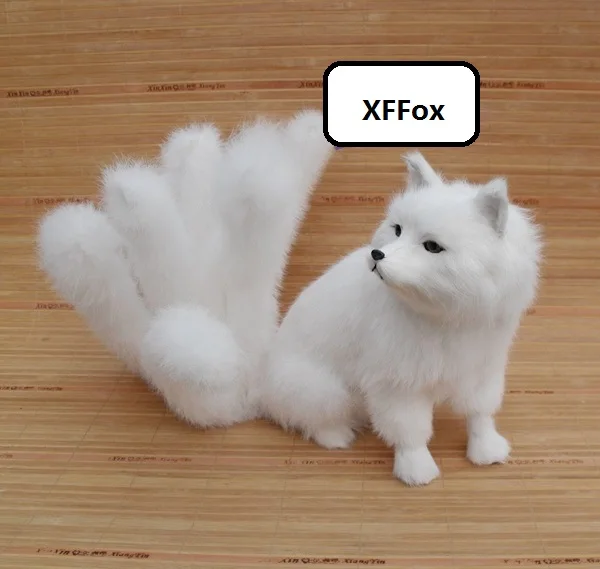 big real life white fox model plastic&furs simulation squating nine-tails fox doll gift about 28x26cm xf1805