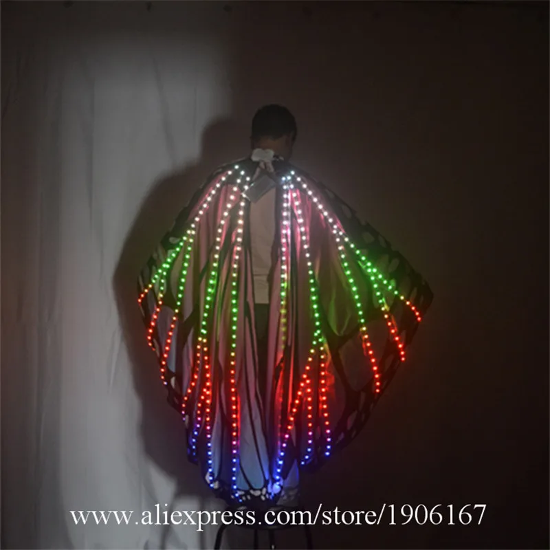 New Women Belly Dance LED Luminous Wings Girls Dance Wing Butterfly Halloween LED Light Butterfly Cloak Accessories Props Stage