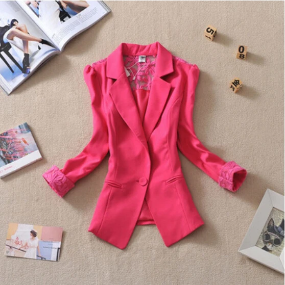 New Fashion Female Suit Blazer Elegant Three Quarter Sleeve Blazers Woman Outerwear Women Clothes Summer Jacket