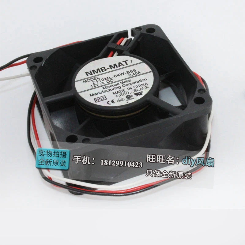 NEW NMB-MAT Minebea 2410ML-04W-B60 B69 6025 12V 0.40A 6CM Double Ball bearing cooling fan