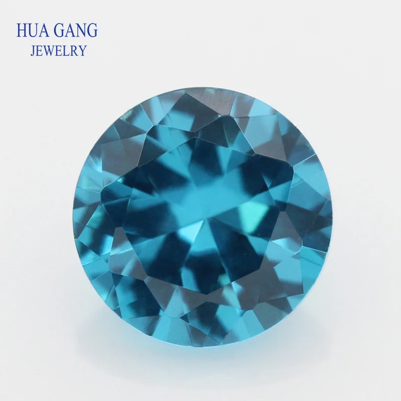 120# High Quality Synthetic Spinel Stone Size 0.8-10mm Color Light Blue Wholesale Round Brilliant Cut Gems For Jewelry