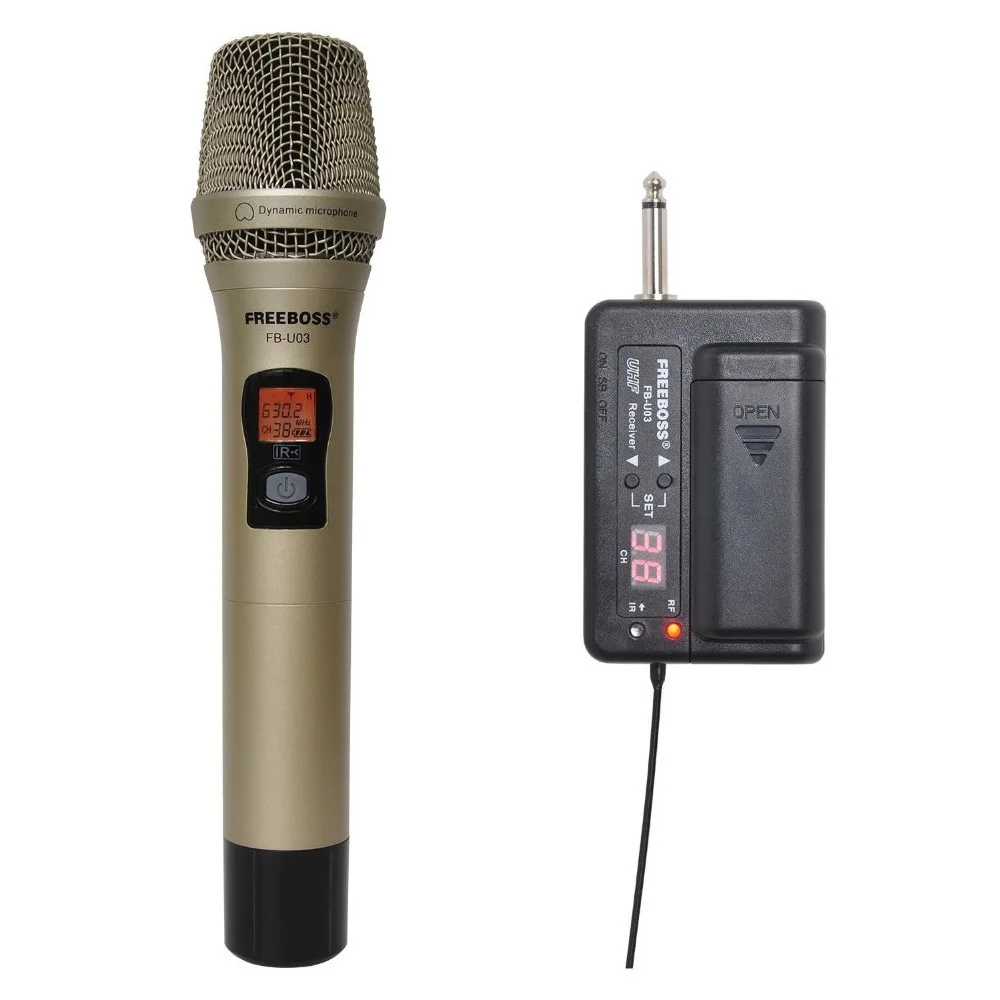 FREEBOSS FB-U03-1M 1 Way 100 channel Metal Handheld Transmitter Wireless Microphone Camera Microphone Party Karaoke Microphone