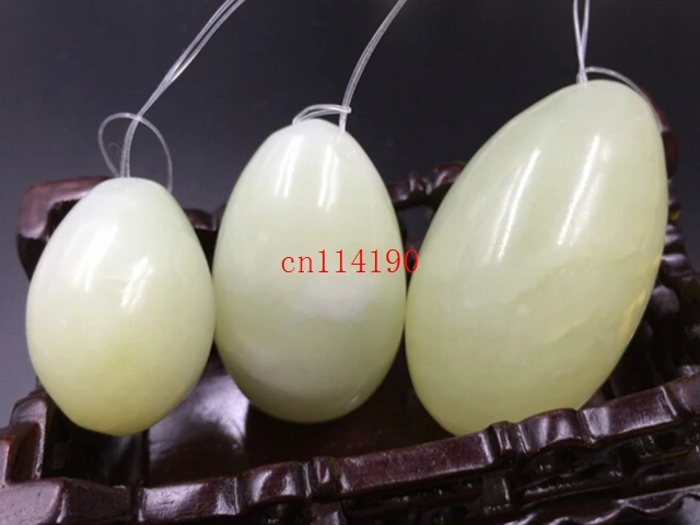 10sets/lot DHL Fedex Free Shipping wholesale Natual stone drilled jade eggs Massage For Face Body 3pcs/set