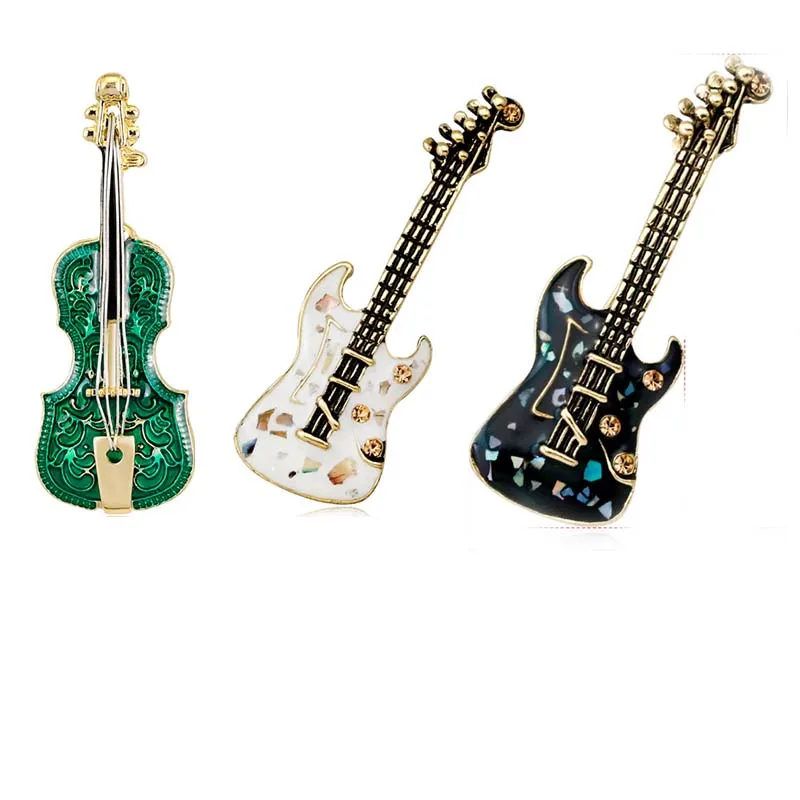 30 pcs/lot free shipping Multi Style Vintage Jewelry Enamel Music Instrument Guitar Brooch Pin