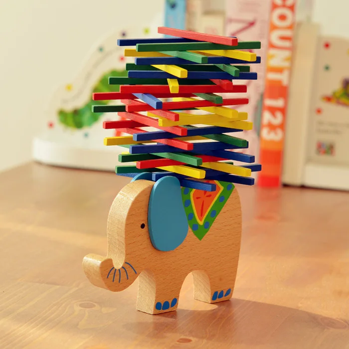 Cartoon Baby Educational Toys Elephant/Camel Balancing Blocks Wooden Toys Colorful Wood Balance Beam Game Gift for Children