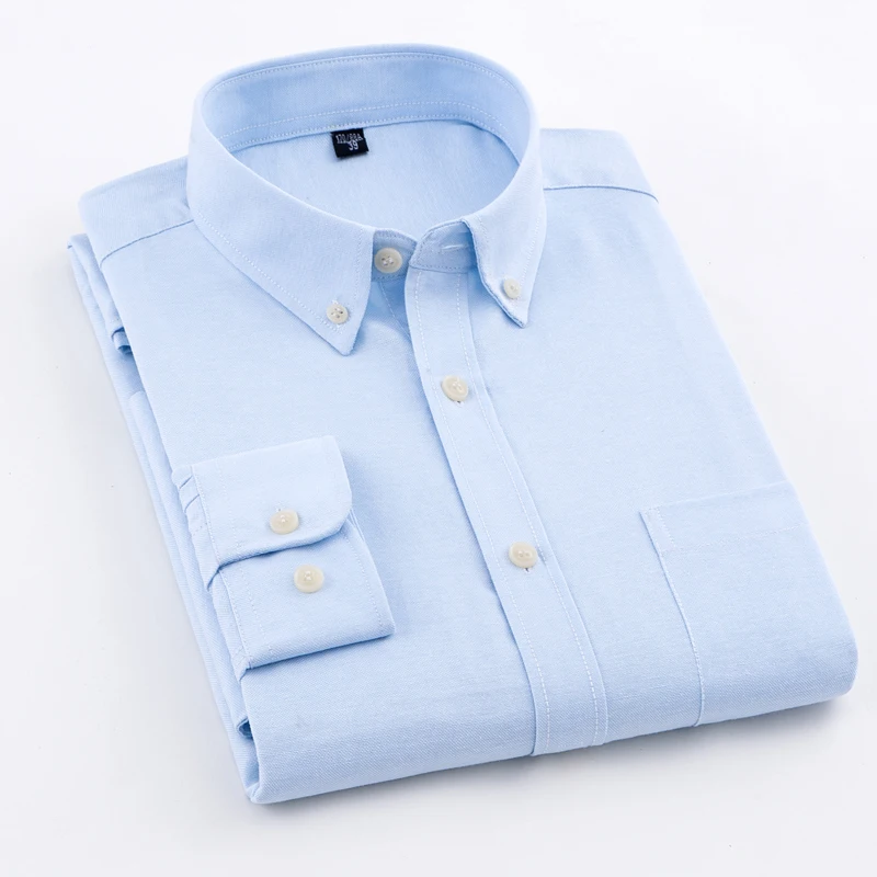 MACROSEA Men's Oxford Solid Color Casual Shirt High Quality Non-iron Anti Wrinkle Men's DP Finishing Shirts Comfortable Clothes