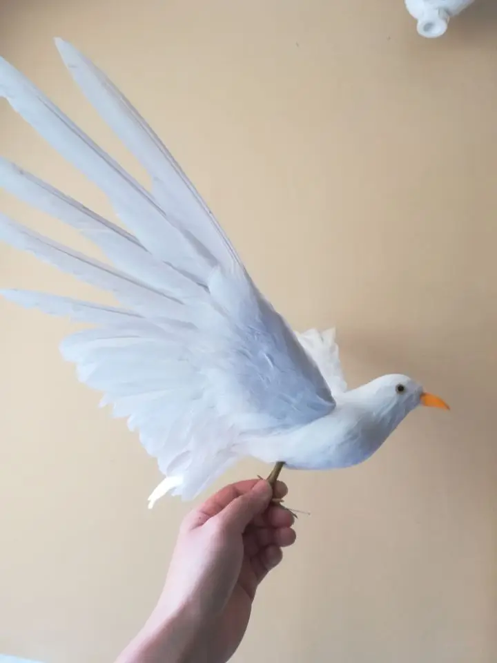 large 30x50cm white feathers dove bird hard model peace bird stage prop craft home garden decoration gift s2633