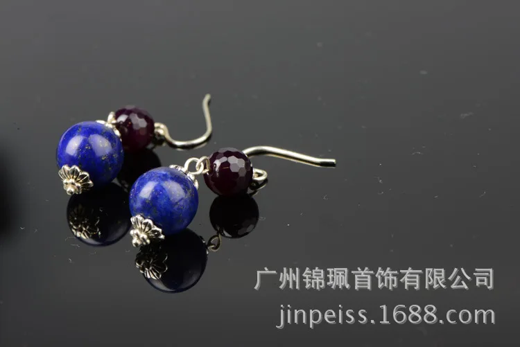 Silver products thailand accessories 925 pure silver thai silver natural lapis lazuli earring drop earring vintage earrings