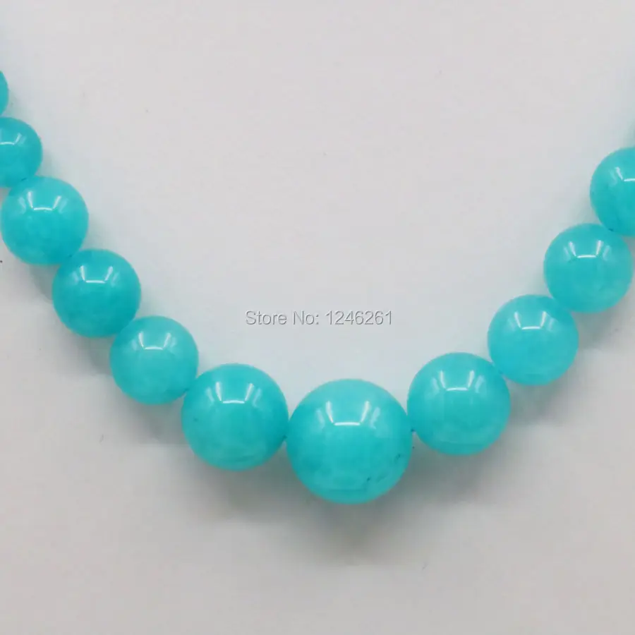 6-14mm Shining Blue Amazonite Lucky Stone Tower Necklace Chain Earring Sets Round Beads Jewelry Making Gifts Accessories 18inch