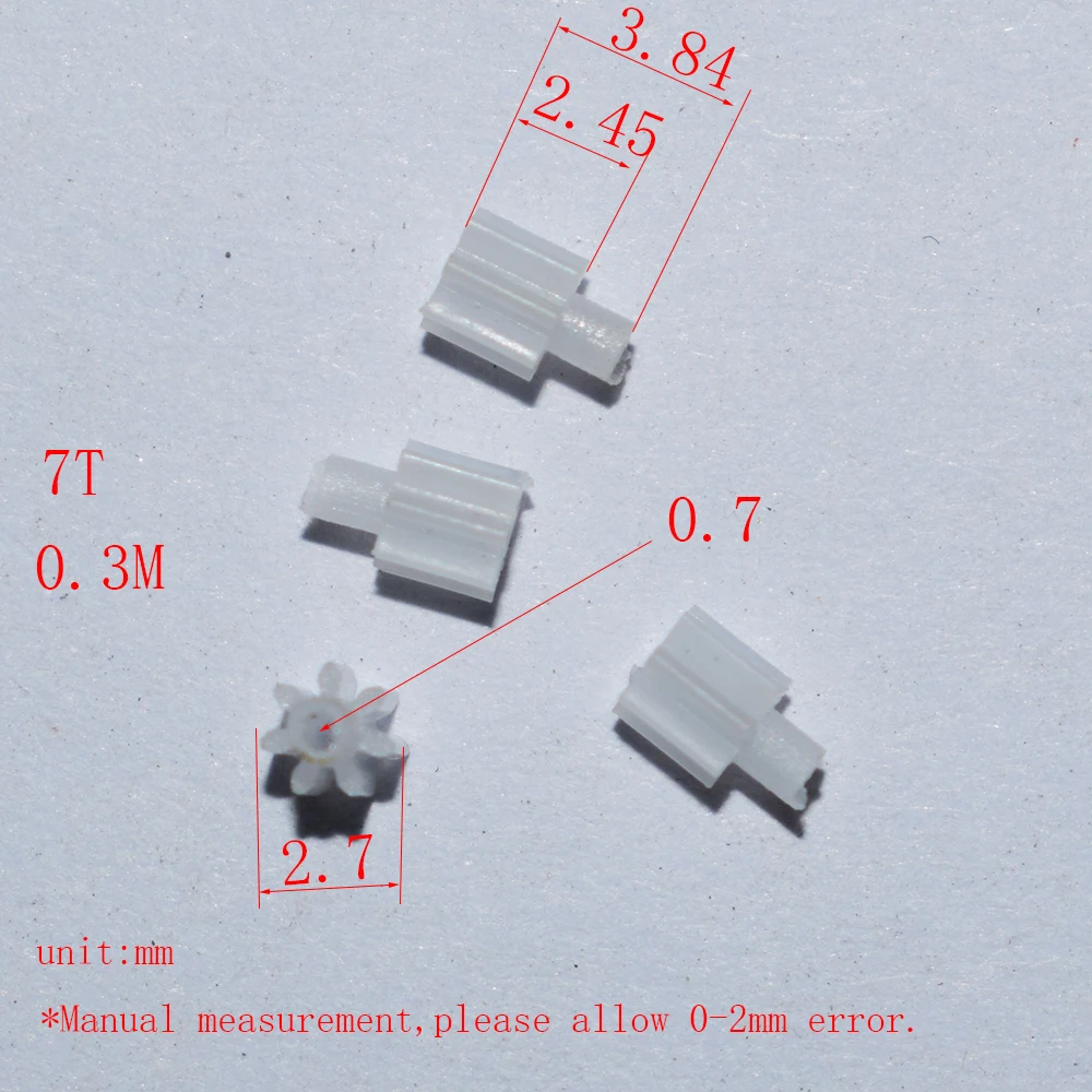 10/100pcs 7T 0.8 구멍 0.3M 플라스틱 기어 dron rc 자동차 비행기 로봇 아이들을위한 장난감 diy 베이비 액세서리 montessori nero GP70.8A