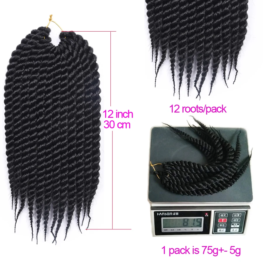 Tomo-extensão de cabelo sintético, 12 "18", 12 raízes/pacote, torção senegalês, trança, crochê, extensão de cabelo