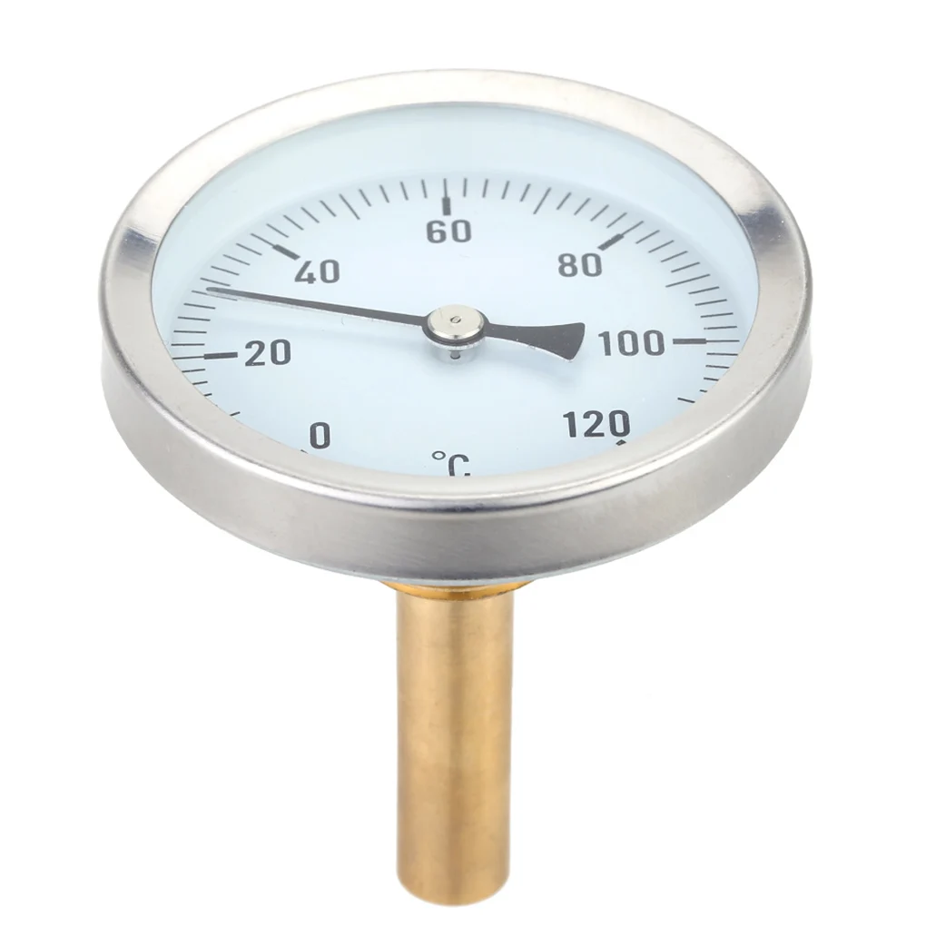 Water-proof 0-120degree Aluminum Hot Water Pipe Thermometer Pipe Hot Water Heating 63mm Dial Temp Gauge