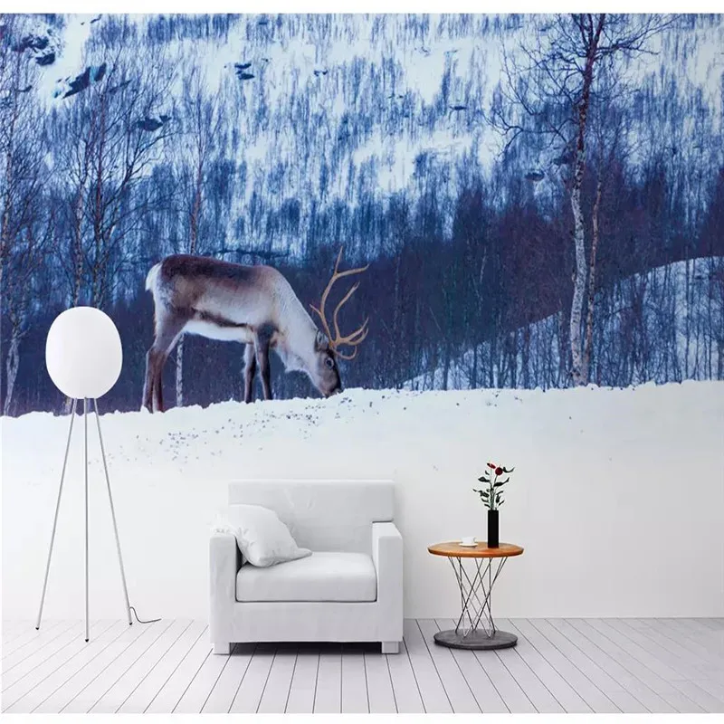 Customized 3d wallpaper Nordic style elk forest beautiful TV sofa background wall painting high-grade waterproof material