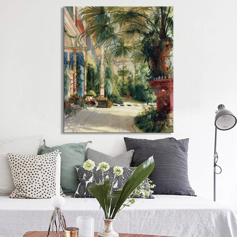 German Carl Blechen Palm House 1834, Classic Famous Painting Poster Prints on Canvas Wall Art Decorative picture for Living Room