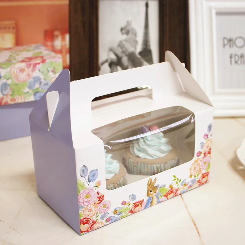 30pcs/lot Cute rabbit cake box, Cupcake packing box, pudding bottle, small West biscuit, portable packing box