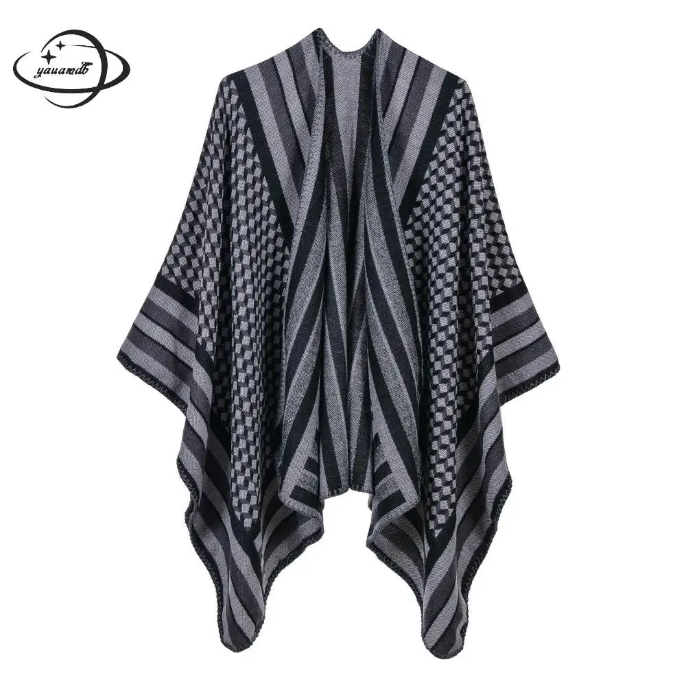 

100*135cm Women Capes Coat Autumn Spring Female Ponchos Wraps Fashion Scarf Shawl Stoles Argyle Ladies Outerwear Clothes Y35