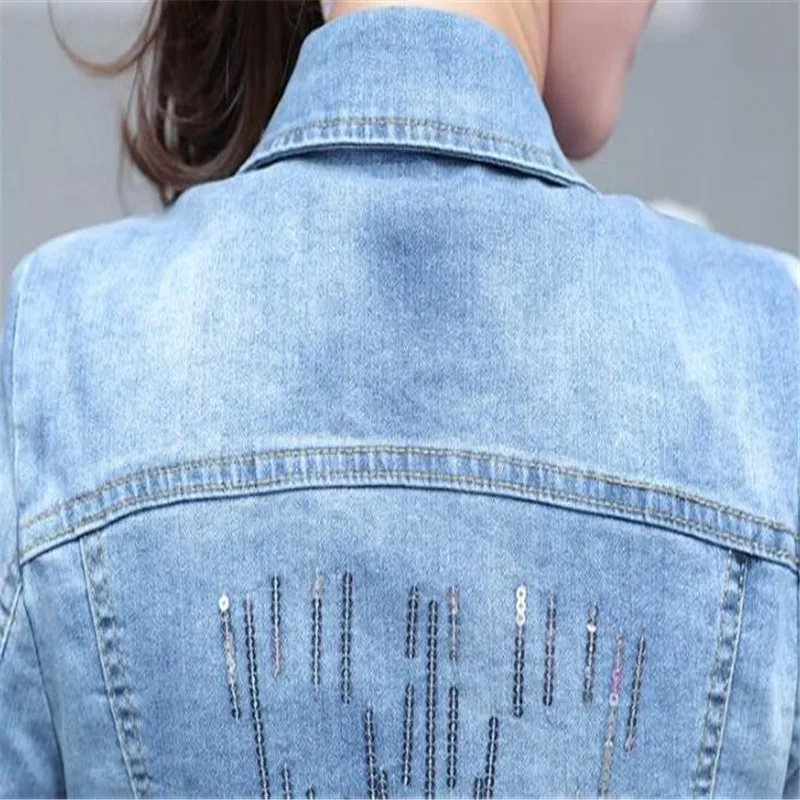 Nuova giacca di Jeans autunno estate 2023 donna tre quarti di cotone sottile lavato leggero giacca di Jeans corti cappotti