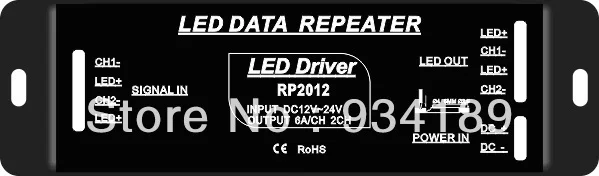 Free Shipping LED DATA REPEATER AND LED DRIVER 2 Channels Amplifier  Input DC12-24V Constant Voltage Single Ch Output:<6A RP2012