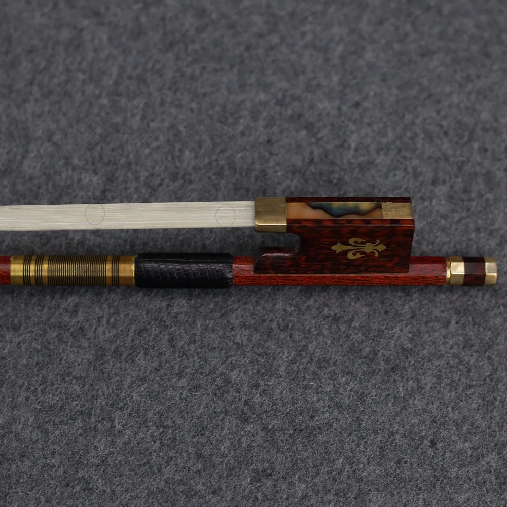 127V 4/4 Size VIOLIN BOW Carbon Fiber Core with Pernambuco Skin Stick Snakewood Frog Natural Horsehair