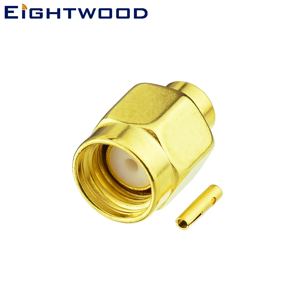 

Eightwood 5 PCS RP-SMA Solder Plug Male Straight RF Coaxial Connector Adapter for Semi-rigid .141'' RG402 Cable